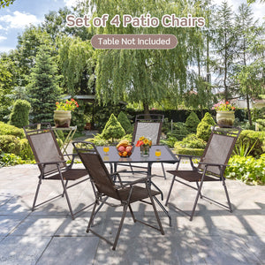 Set of 4 Patio Folding Sling Chairs Steel Camping Deck view 2