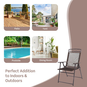 Set of 4 Patio Folding Sling Chairs Steel Camping Deck view 7