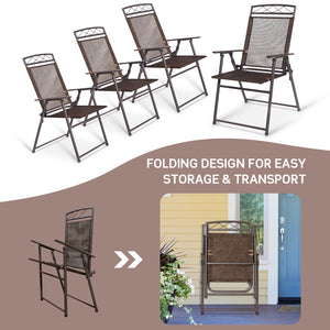 Set of 4 Patio Folding Sling Chairs Steel Camping Deck view 8