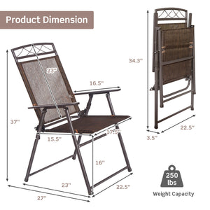 Set of 4 Patio Folding Sling Chairs Steel Camping Deck view 4