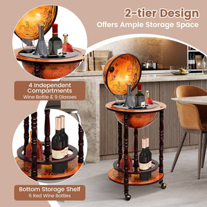 16th Century Wood Globe Wine Bar Stand view 6