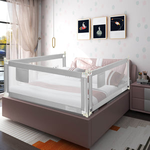 76.8 Inch Baby Bed Rail with Double Safety Child Lock-Gray view 2