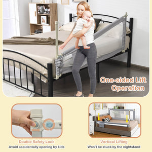 76.8 Inch Baby Bed Rail with Double Safety Child Lock-Gray view 5