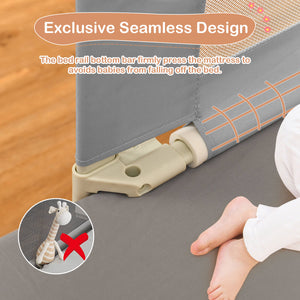 76.8 Inch Baby Bed Rail with Double Safety Child Lock-Gray view 6