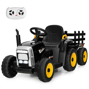 12V Ride on Tractor with 3-Gear-Shift Ground Loader for Kids 3+ Years Old-Black view 4