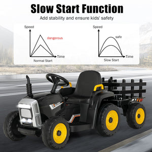 12V Ride on Tractor with 3-Gear-Shift Ground Loader for Kids 3+ Years Old-Black view 9