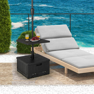 175 LBS Outdoor Fillable Umbrella Base with Table Tray-Black view 3