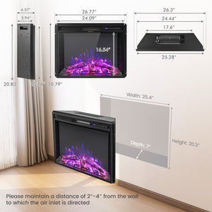 26 inch Inset Electric Fireplace with Adjustable Flame Brightness view 5