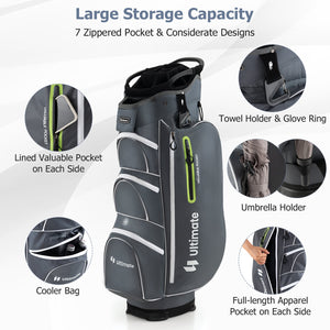 9.5 Inch Lightweight Golf Cart Bag with 15 Way Top Dividers-Green view 7