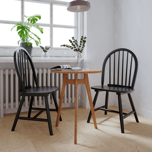 Set of 2 Vintage Windsor Wood Chair with Spindle Back for Dining Room-Black view 3