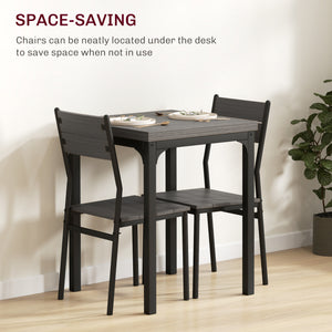 Dining Table Set for 2, 3 Piece Kitchen Table and Chairs with Metal Legs for Small Spaces, Natural Wood