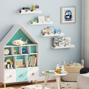16 Inch Kids Bookshelf Set of 4 Floating Nursery Book Shelves for Decoration Book Toy Storage-White view 7