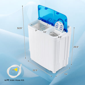 17.6 lbs Portable Washing Machine with Drain Pump-Blue view 5