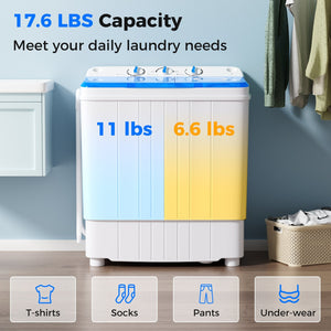 17.6 lbs Portable Washing Machine with Drain Pump-Blue view 7