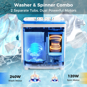 17.6 lbs Portable Washing Machine with Drain Pump-Blue view 9