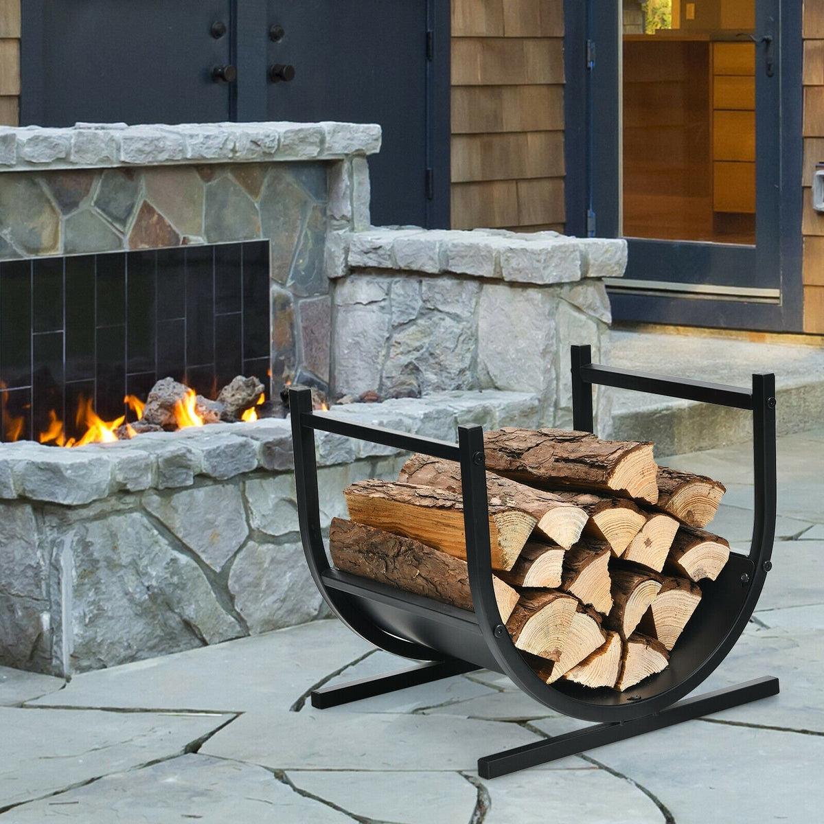 17 Inch U-Shaped Firewood Rack Steel view 2