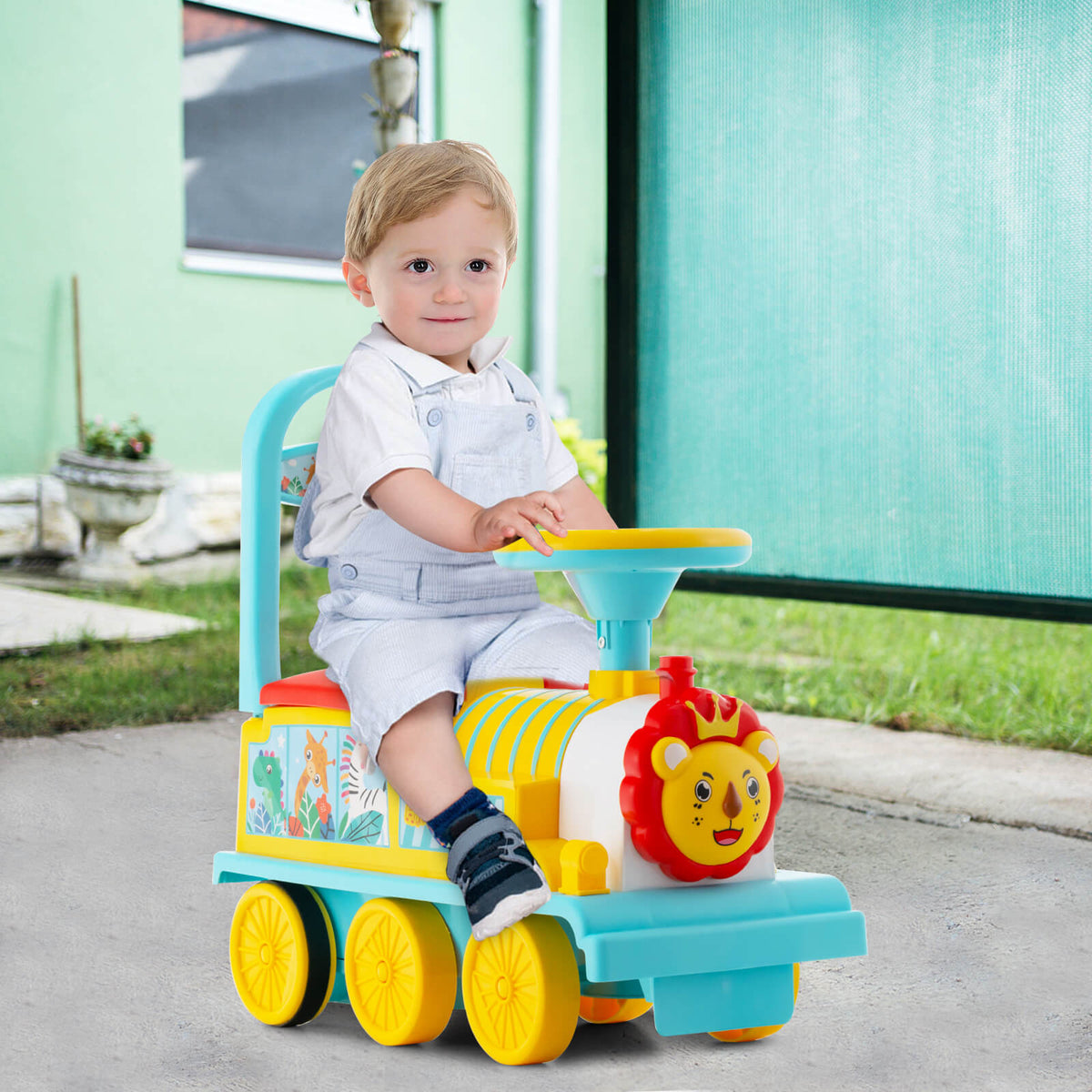 6V Electric Kids Ride On Car Toy Train with 16 Pieces Tracks-Blue view 2