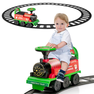 6V Electric Kids Ride On Car Toy Train with 16 Pieces Tracks-Green view 5