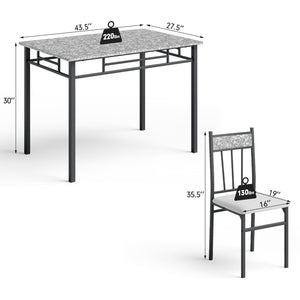 5 Pieces Faux Marble Dining Set Table with Solid Steel Frame view 5