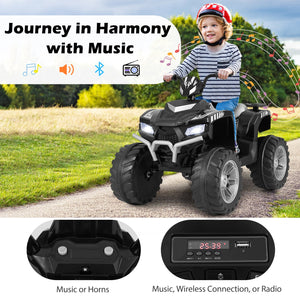 24V Kids Ride-On Electric ATV with Wireless Connection for Toddlers 3-8 Years Old-Black view 7