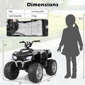 24V Kids Ride-On Electric ATV with Wireless Connection for Toddlers 3-8 Years Old-Black view 5