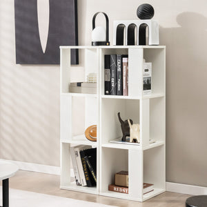 3-Tier 6 Cube Freestanding Bookcase with Anti-toppling Device-White view 2