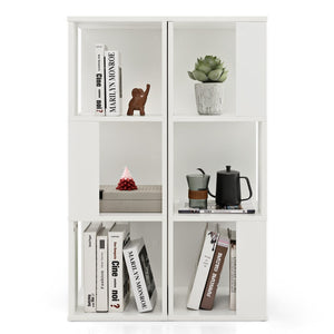 3-Tier 6 Cube Freestanding Bookcase with Anti-toppling Device-White view 4