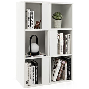 3-Tier 6 Cube Freestanding Bookcase with Anti-toppling Device-White view 6