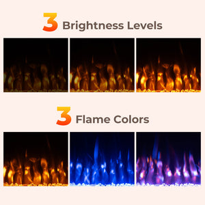 23 Inches 750W/1500W Electric Fireplace Heater with Alter Flame Color and Brightness view 9