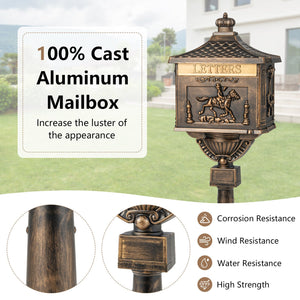 Retro Cast Aluminum Mailbox Security Postal Letter Box with Baffle Door-Bronze view 5