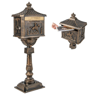 Retro Cast Aluminum Mailbox Security Postal Letter Box with Baffle Door-Bronze view 7