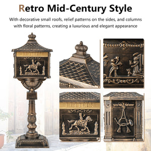 Retro Cast Aluminum Mailbox Security Postal Letter Box with Baffle Door-Bronze view 8