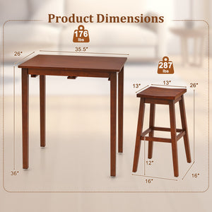 3-Piece Bar Table Set with Pub Table and 2 Saddle Stools-Espresso view 5