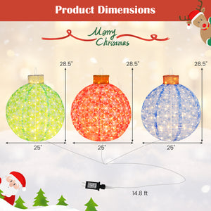 3-Piece Pre-Lit Pop up Christmas Ball Set with Warm White LED Lights view 4