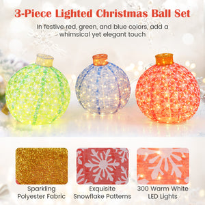 3-Piece Pre-Lit Pop up Christmas Ball Set with Warm White LED Lights view 7