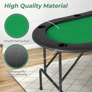 8 Players Texas Holdem Foldable Poker Table-Green view 9