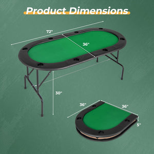 8 Players Texas Holdem Foldable Poker Table-Green view 5