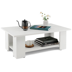 Large 36 Inch 2-tier Wooden Modern Coffee Table with Storage Shelf view 4