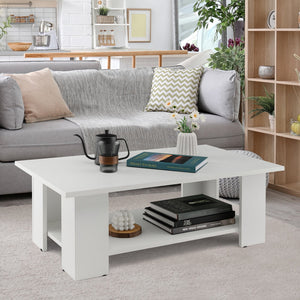 Large 36 Inch 2-tier Wooden Modern Coffee Table with Storage Shelf view 3