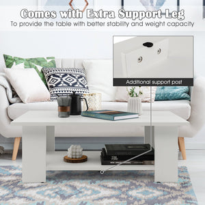 Large 36 Inch 2-tier Wooden Modern Coffee Table with Storage Shelf view 6