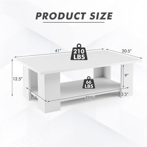 Large 36 Inch 2-tier Wooden Modern Coffee Table with Storage Shelf view 5