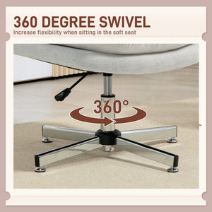 Computer Desk Chair, Armless Office Chair with Wide Padded Seat and Adjustable Height, Cream White – view 5