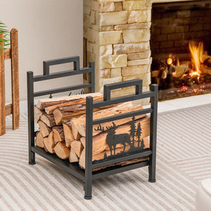 18.5 Inch Metal Firewood Rack with Dual Handles view 2