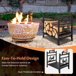 18.5 Inch Metal Firewood Rack with Dual Handles view 7