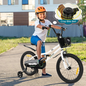 18 Feet Kids Bike with Removable Training Wheels-Black & White view 2