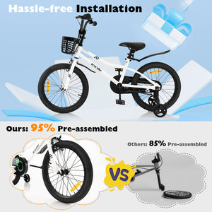 18 Feet Kids Bike with Removable Training Wheels-Black & White view 8