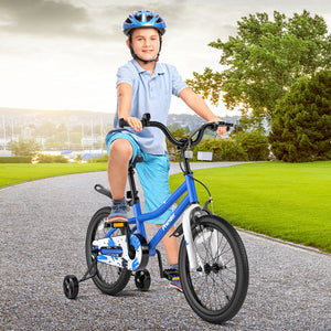 18 Feet Kids Bike with Removable Training Wheels-Blue view 2