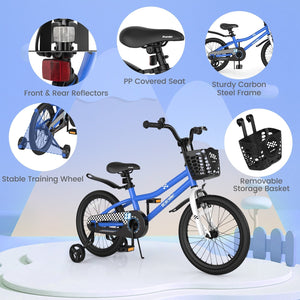 18 Feet Kids Bike with Removable Training Wheels-Navy view 5