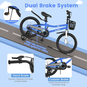 18 Feet Kids Bike with Removable Training Wheels-Navy view 8