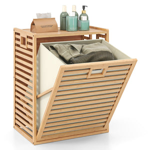18 Gal Bamboo Tilt-out Laundry Hamper with Removable Fabric Bin-Natural view 4
